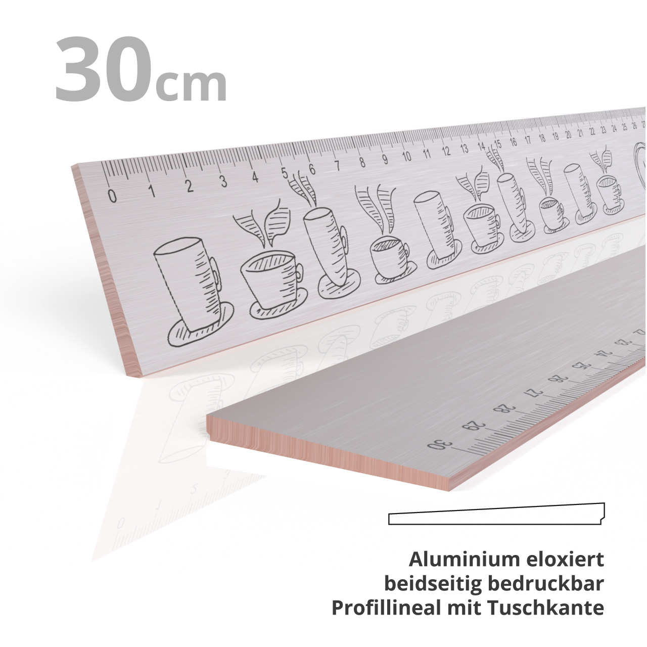 Aluminiumlineal Cm Silbern Eloxiert Bedruckt Lineale De